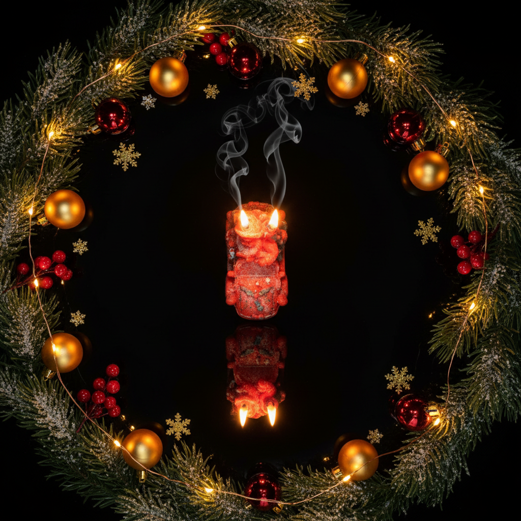 Beautiful Christmas Santa Candle Top View