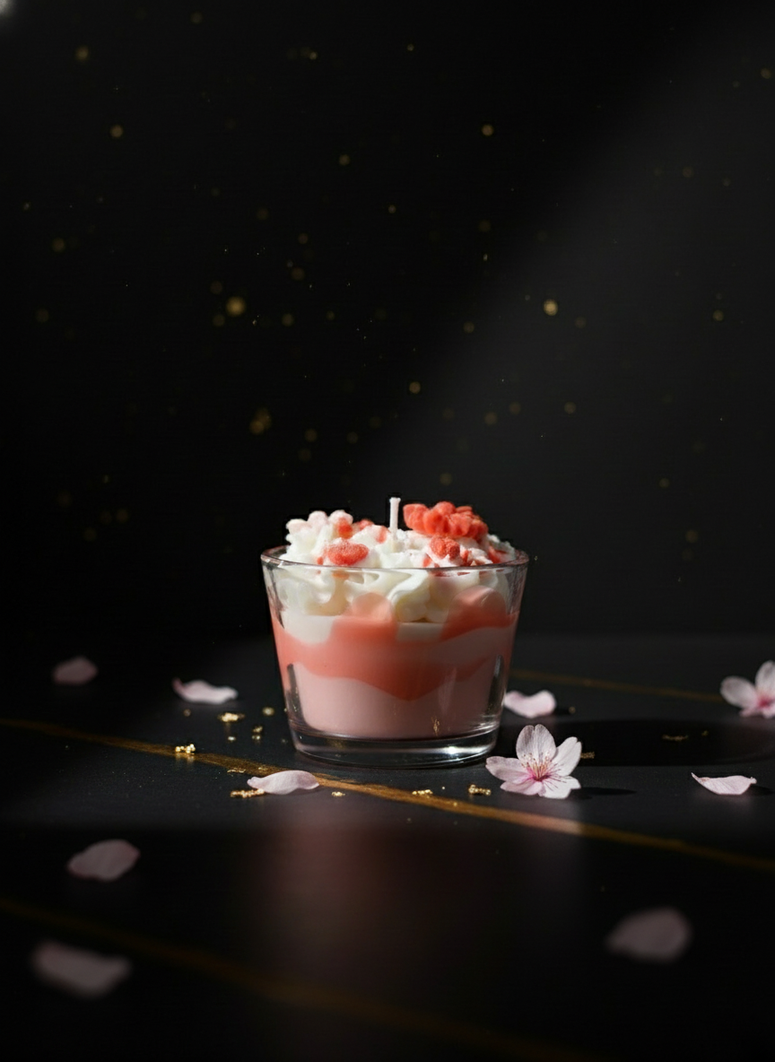 Luxury candle with cherry blossoms