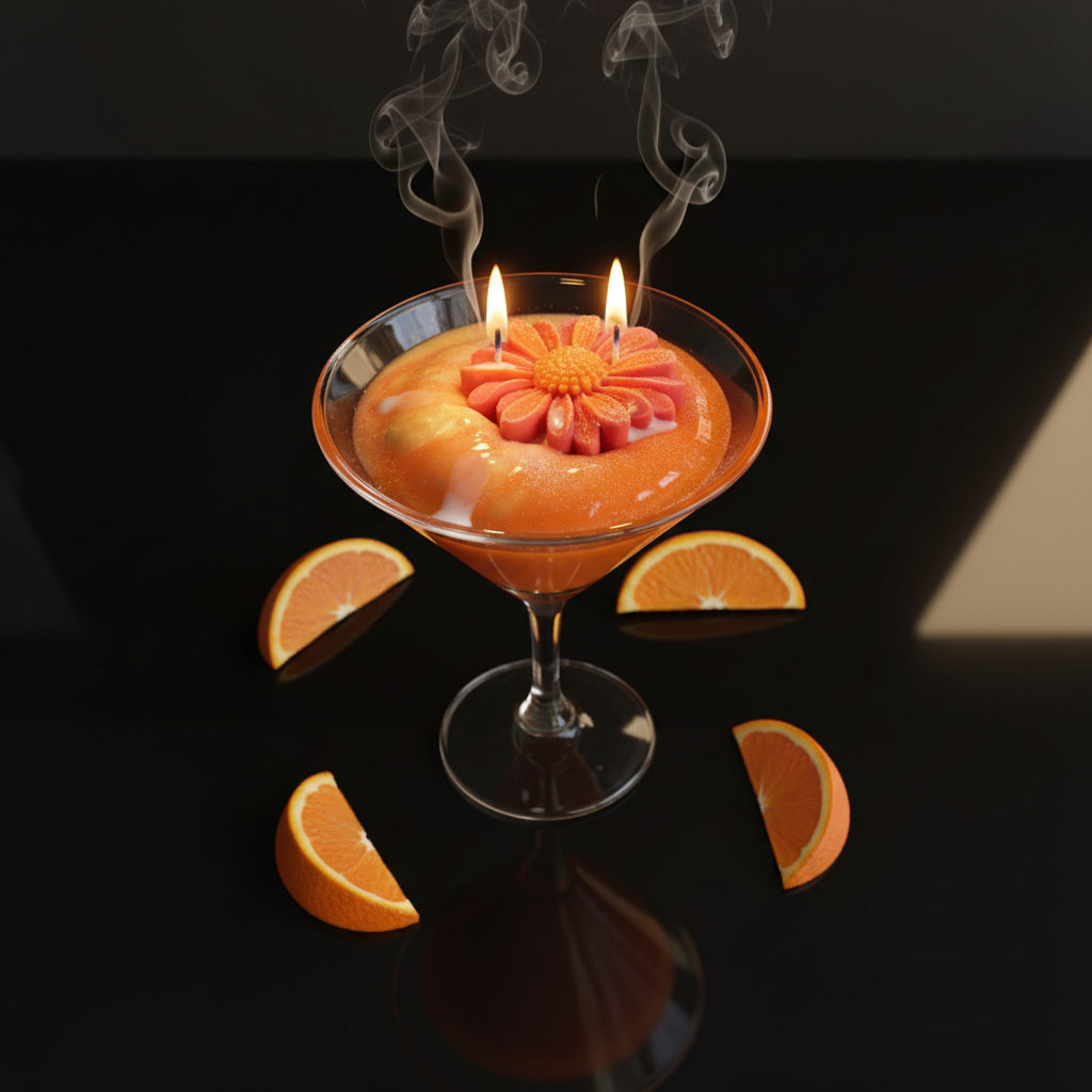 Aperol Sunset Martini Candle Top View with Sprinkles