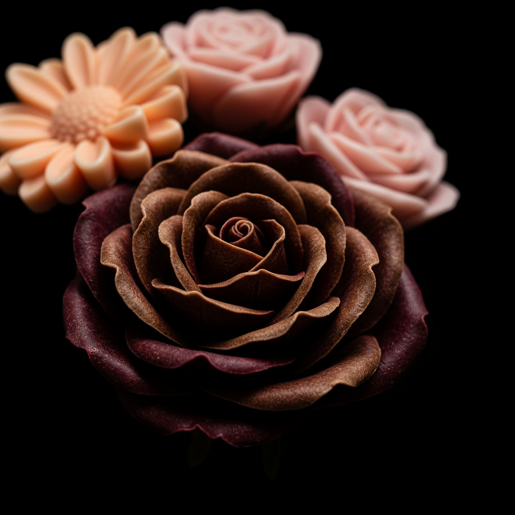 Extreme close-up of burgundy roses