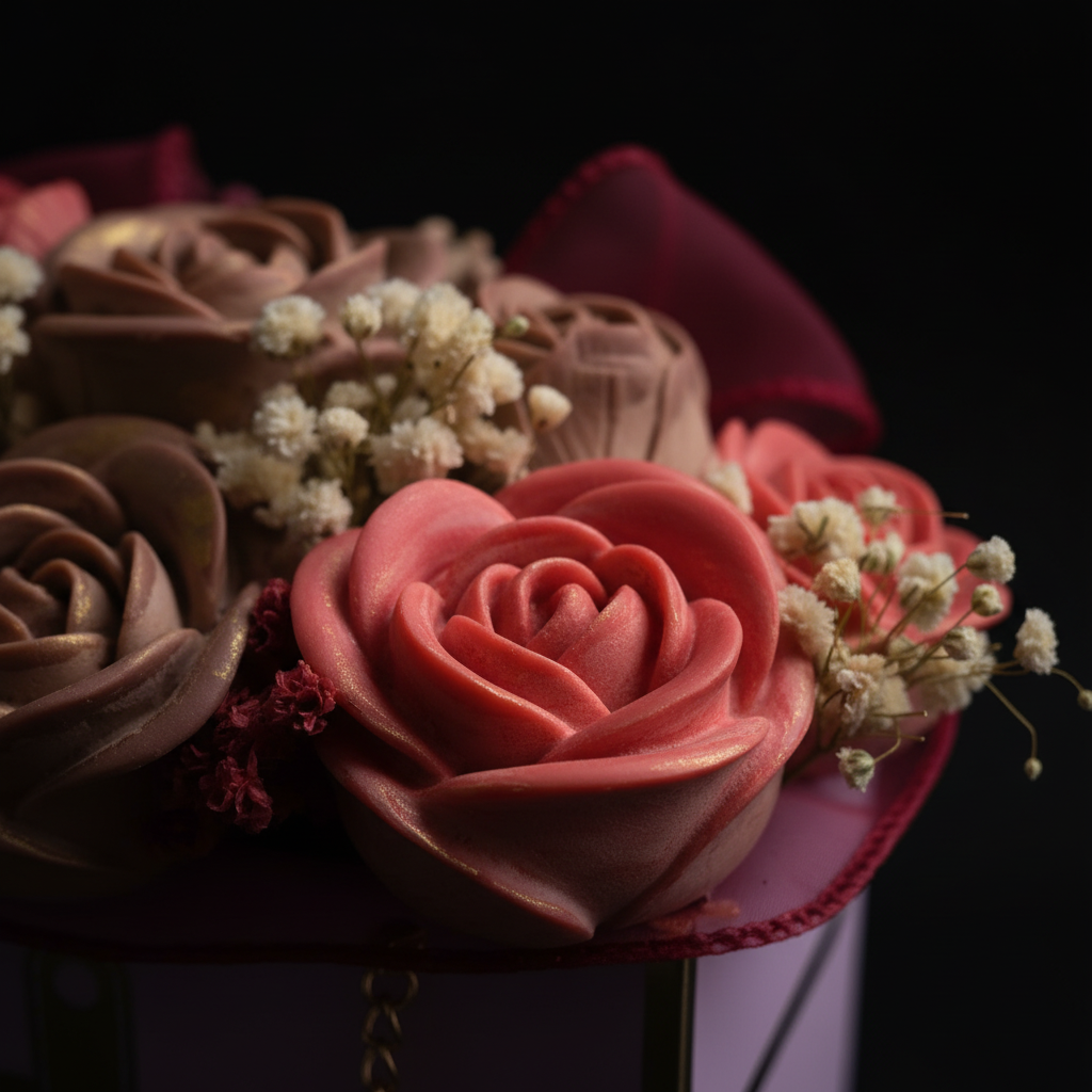 Extreme close-up of coral roses