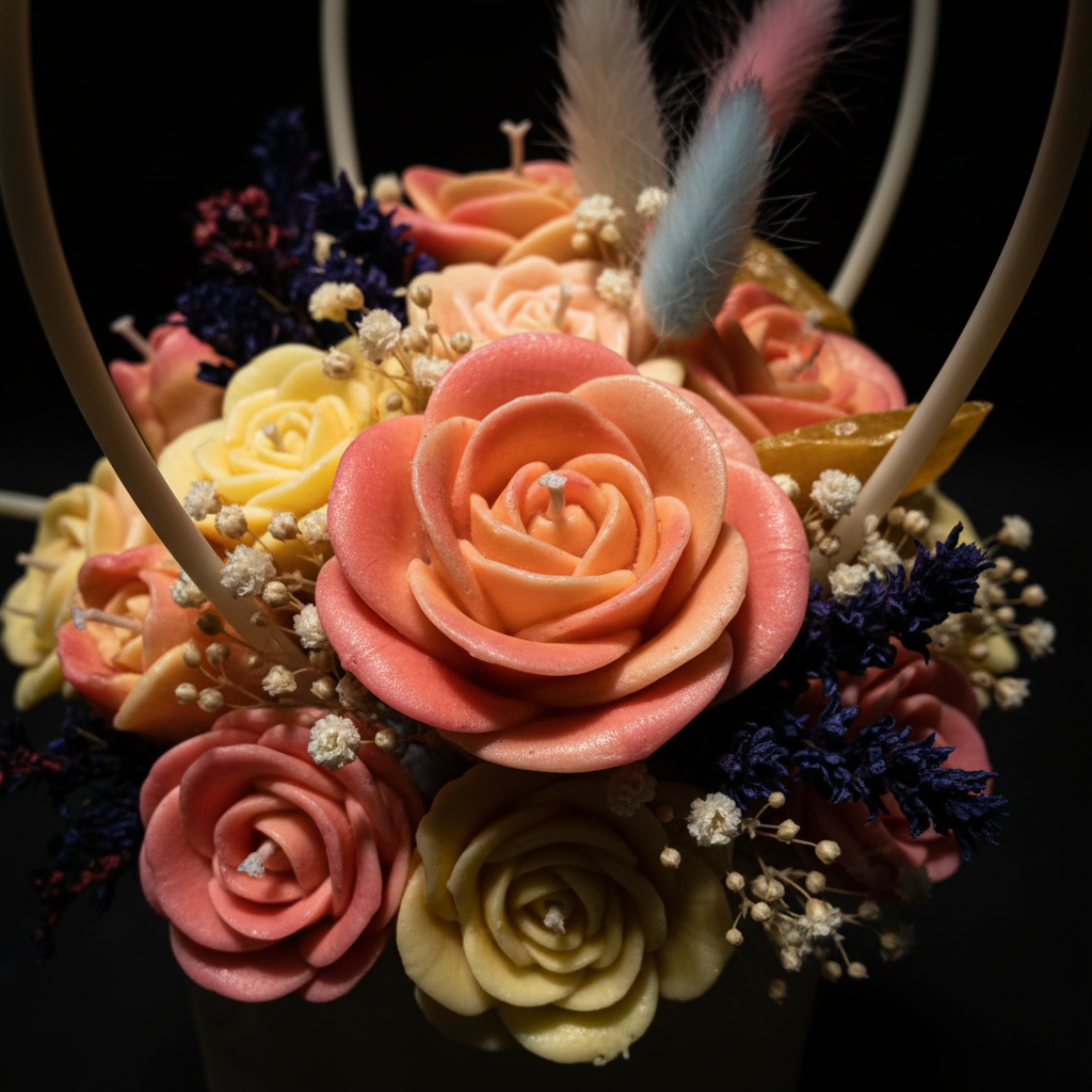 Extreme close-up of coral roses