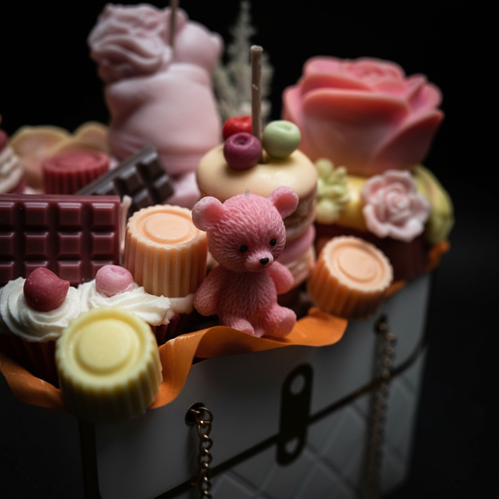 Extreme close-up of pink teddy bear