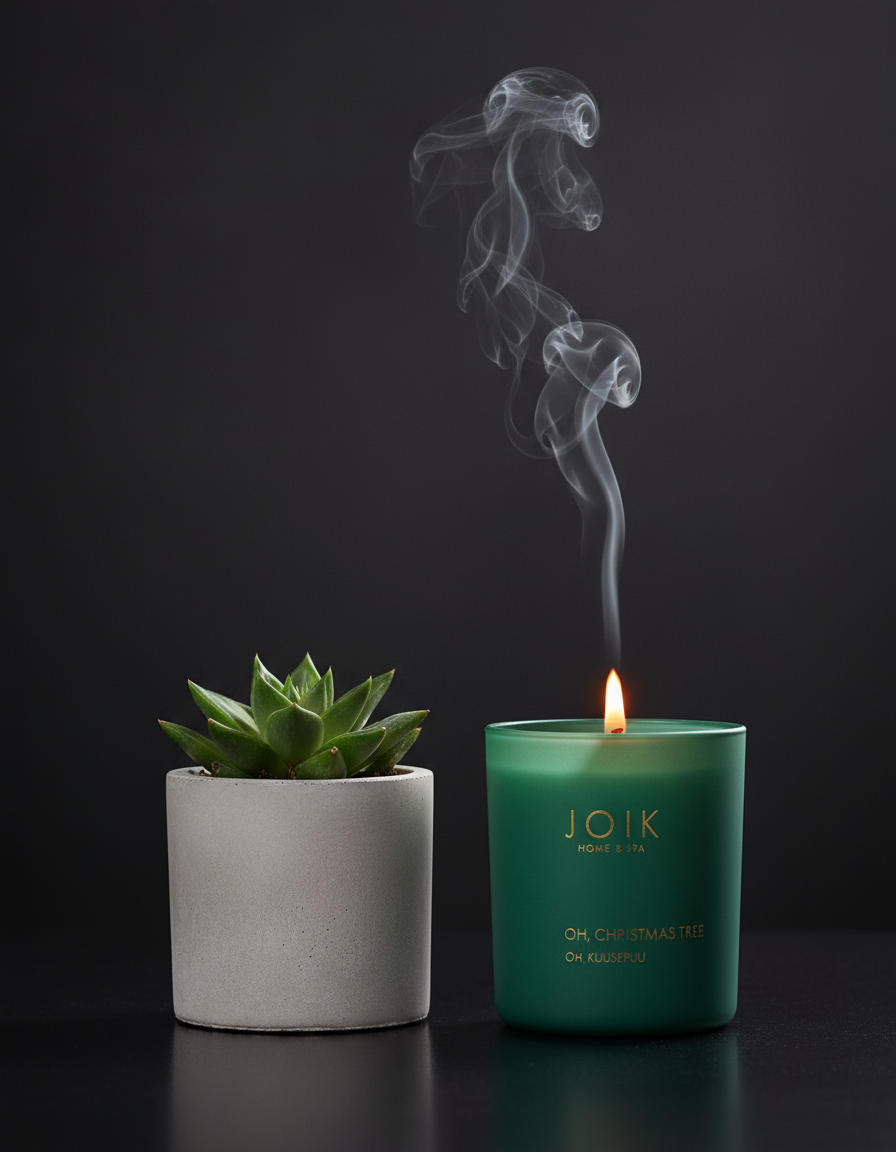 Green candle with succulent - no gold candle