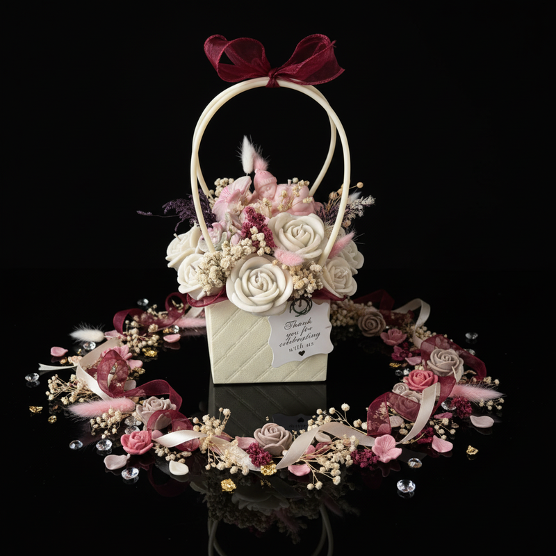 Romantic wax melt bouquet with decorations