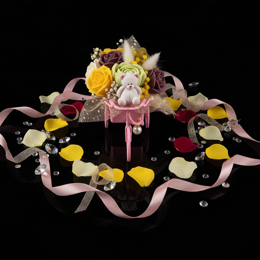 Top view of bicycle bouquet