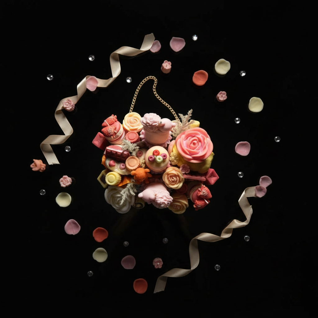 Top view of dessert bouquet