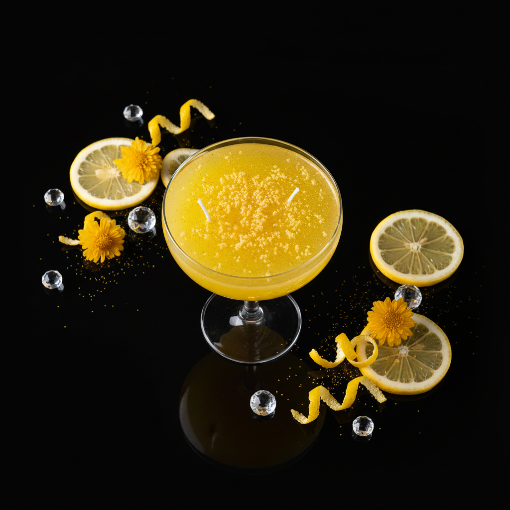 Top view of limoncello candle