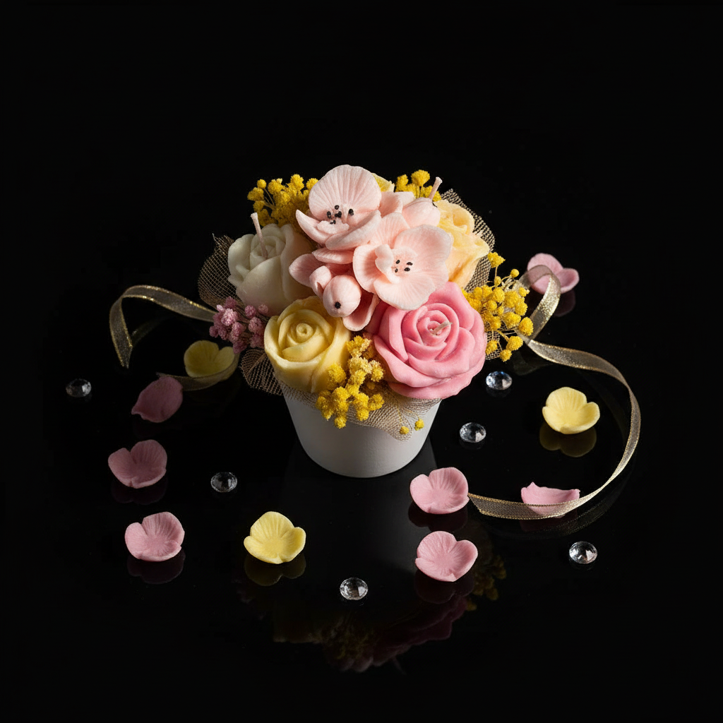 Top view of pot bouquet