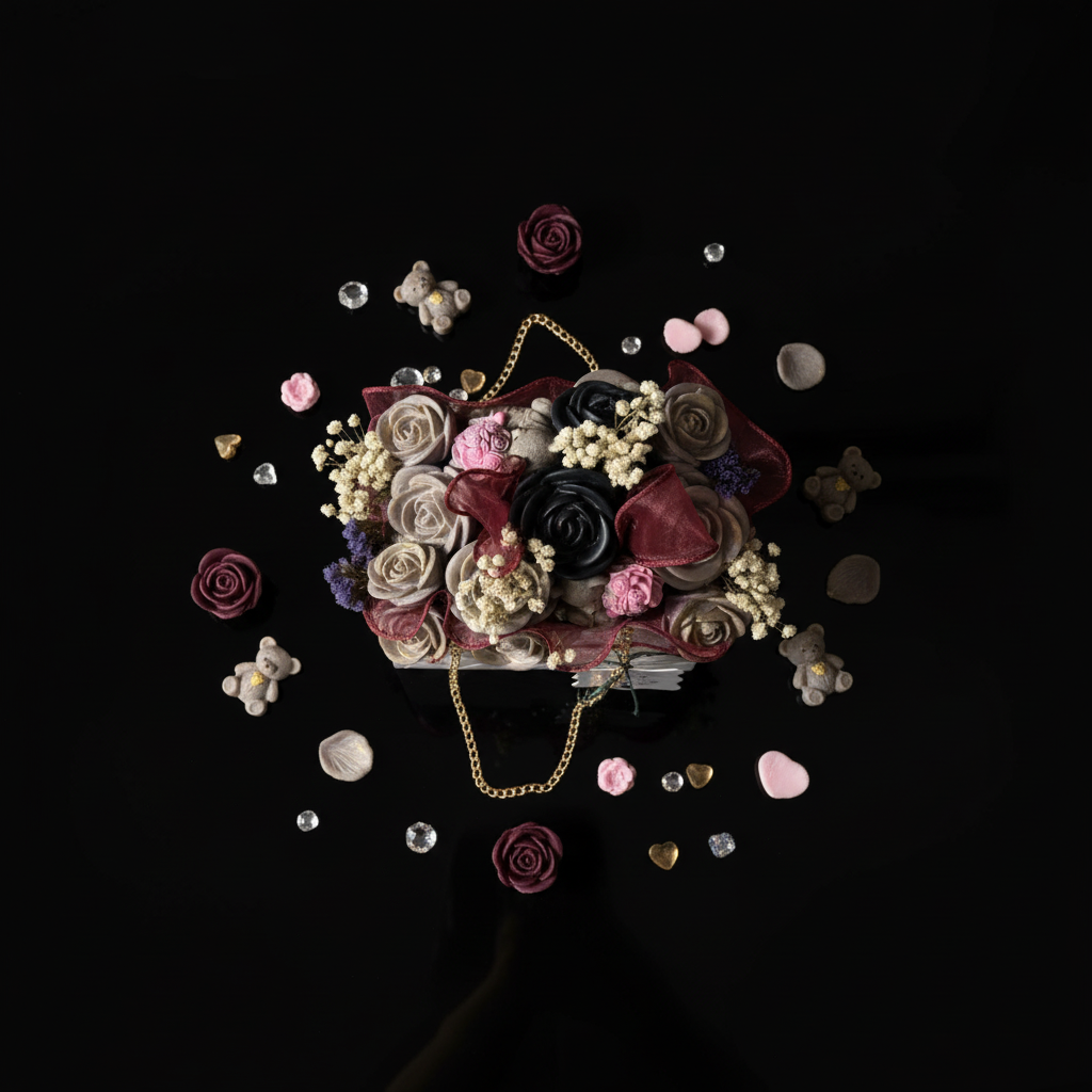 Top view with teddy bears