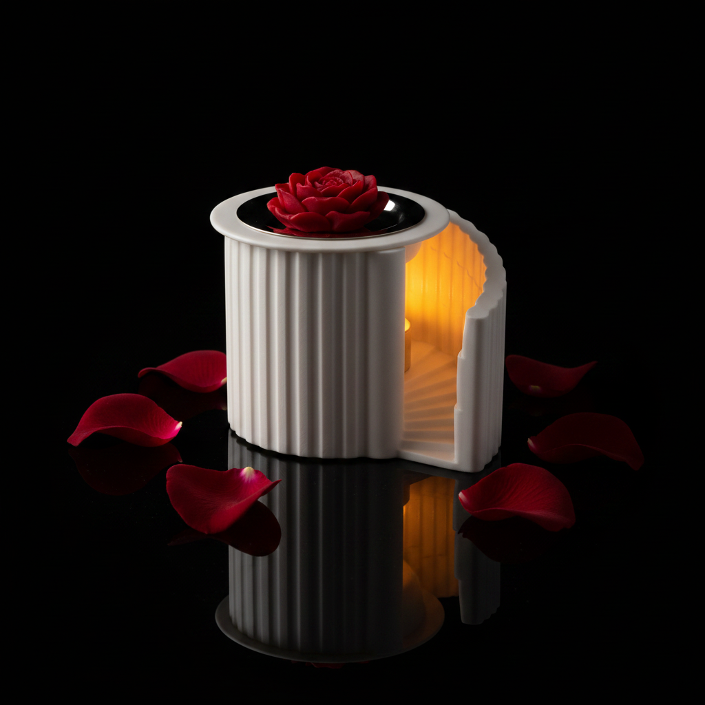 Wax melter met metaal en roos - dichte bovenkant